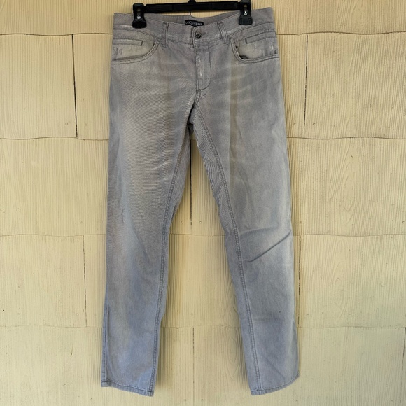 Dolce & Gabbana Men's Ecru Sand/Gray Slim Jeans - Picture 1 of 8